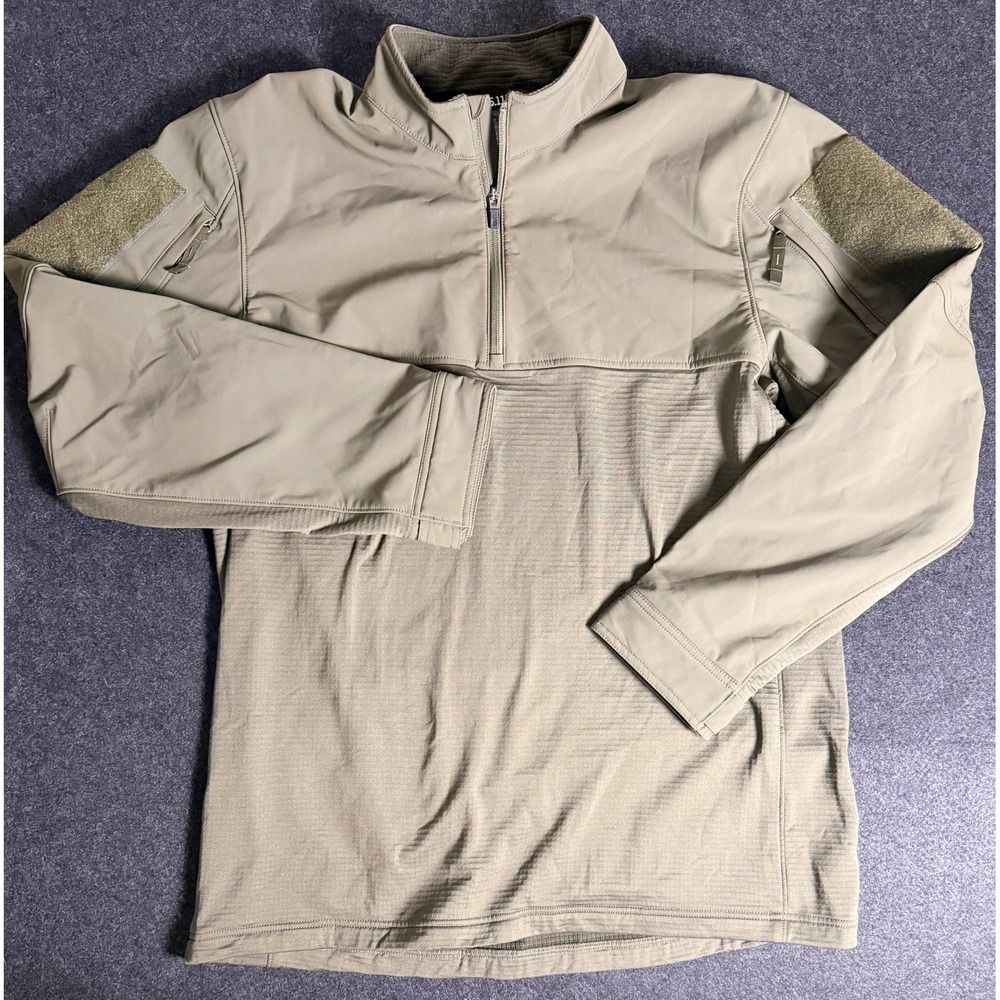 5.11 Tactical Mens XL Waffle Knit 1/4 Zip Combat Shirt Coyote Brown Tan